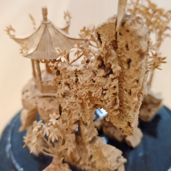 New Vintage Chinese Cork Carving Scenery Picture Sculpture Display - Picture 13 of 16